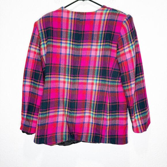 Lord & Taylor 100% Wool Gold Buttons Plaid Blazer Vintage - Picture 7 of 11